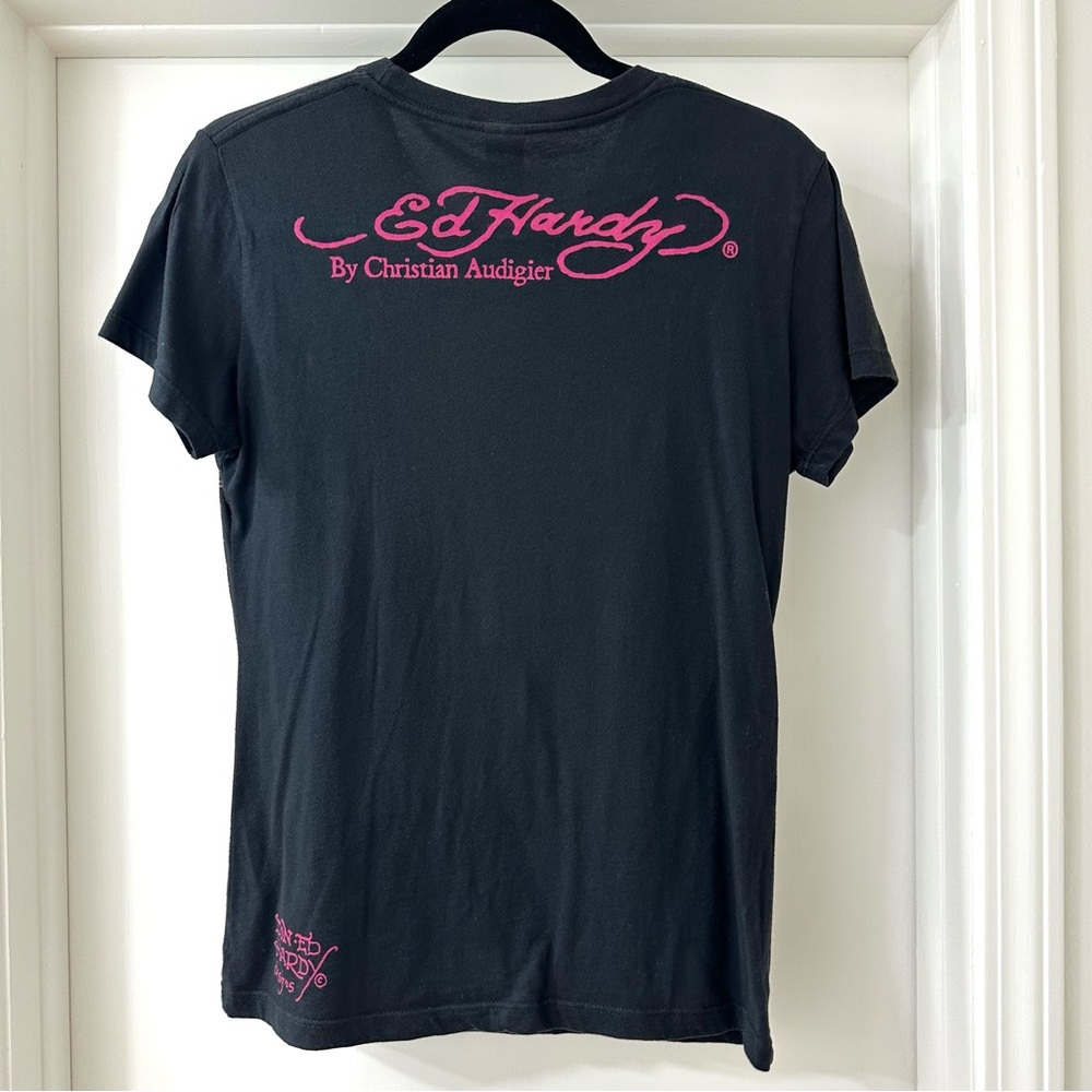 Vintage Ed Hardy by Christian Audigier Skull & Heart Graphic T-Shirt, Size Large - Picture 5 of 6
